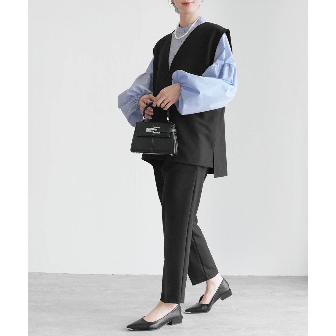 reca 【2点セット】『自宅で洗える』Vネックベスト×テーパードパンツ