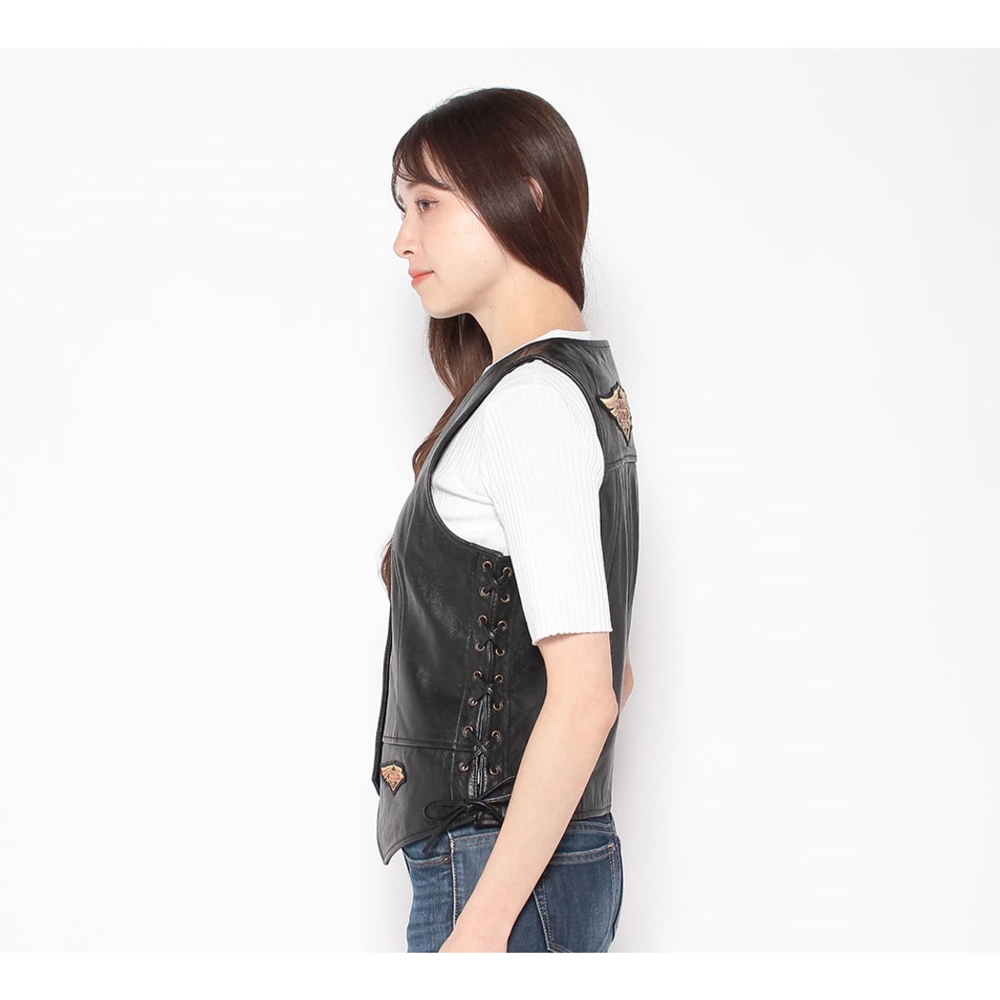 120周年記念サイドレースアップレザーベスト -ハーレーダビッドソン