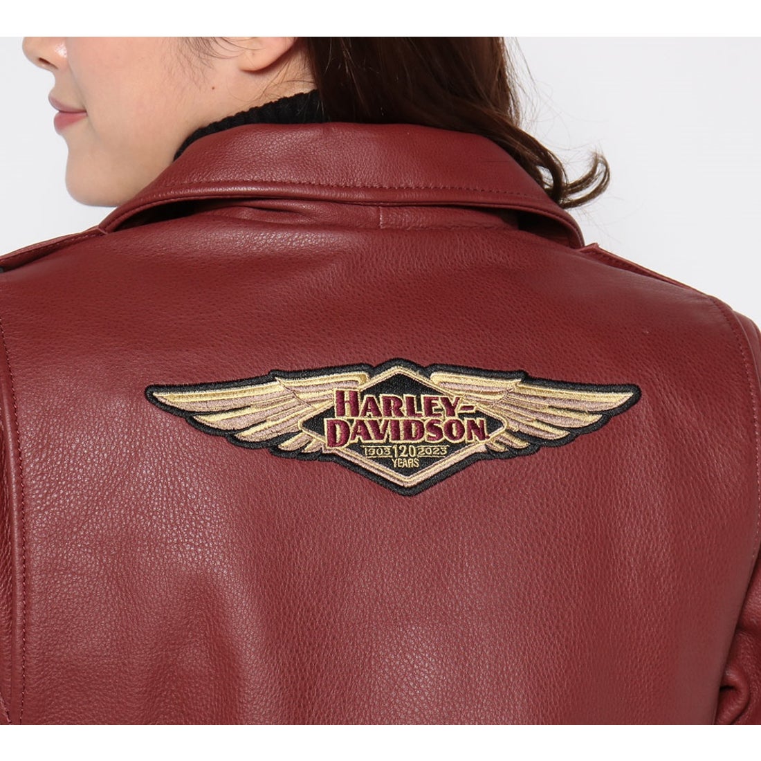 120周年記念サイクルクイーンレザーバイカージャケット -ハーレー