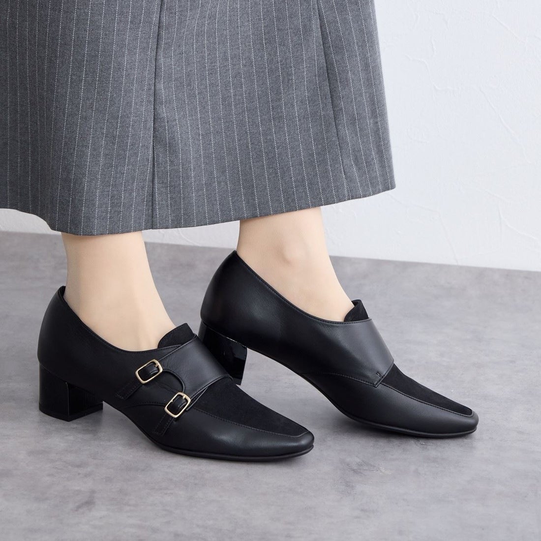 ヒミコ 卑弥呼 ダブルモンクストラップシューズ/641323 （ブラック