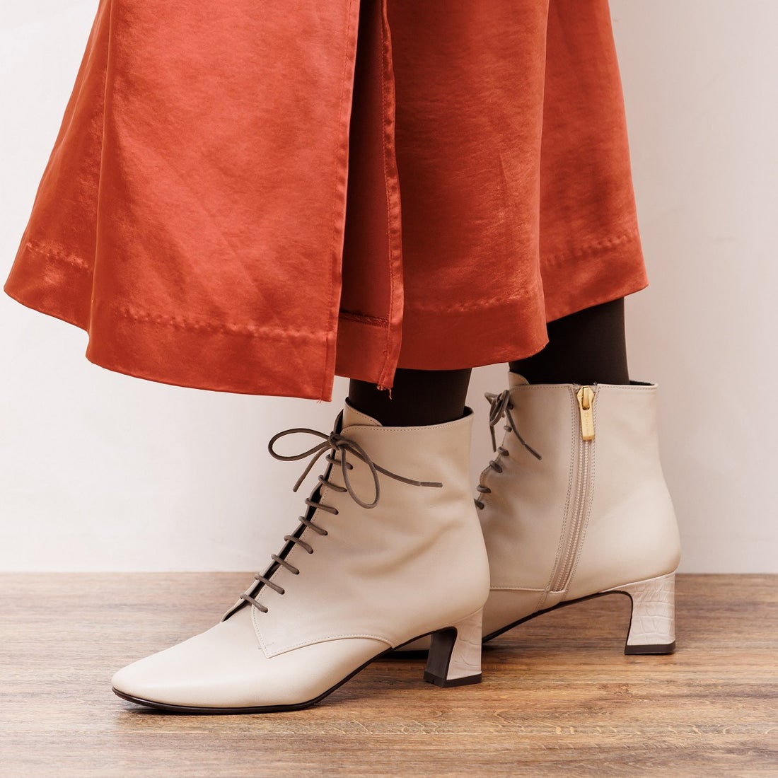 ヒミコ 卑弥呼 レースアップブーツ/621411 （アイボリ-） -靴