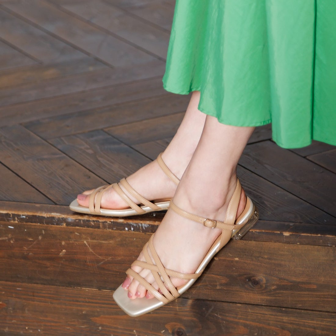 ヒミコ 卑弥呼 クリアヒールフラットサンダル/631228 （ブラウン） -靴