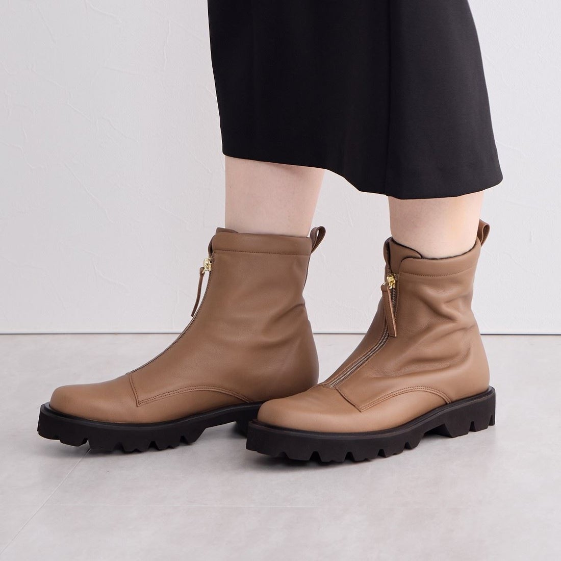 ヒミコ 卑弥呼 トラックソールフロントジップブーツ/641409 （ブラウン