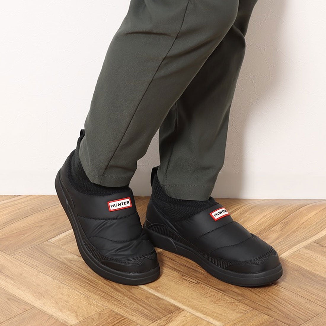 ハンター HUNTER メンズ イン/アウト パッファーニットブーツ （BLACK