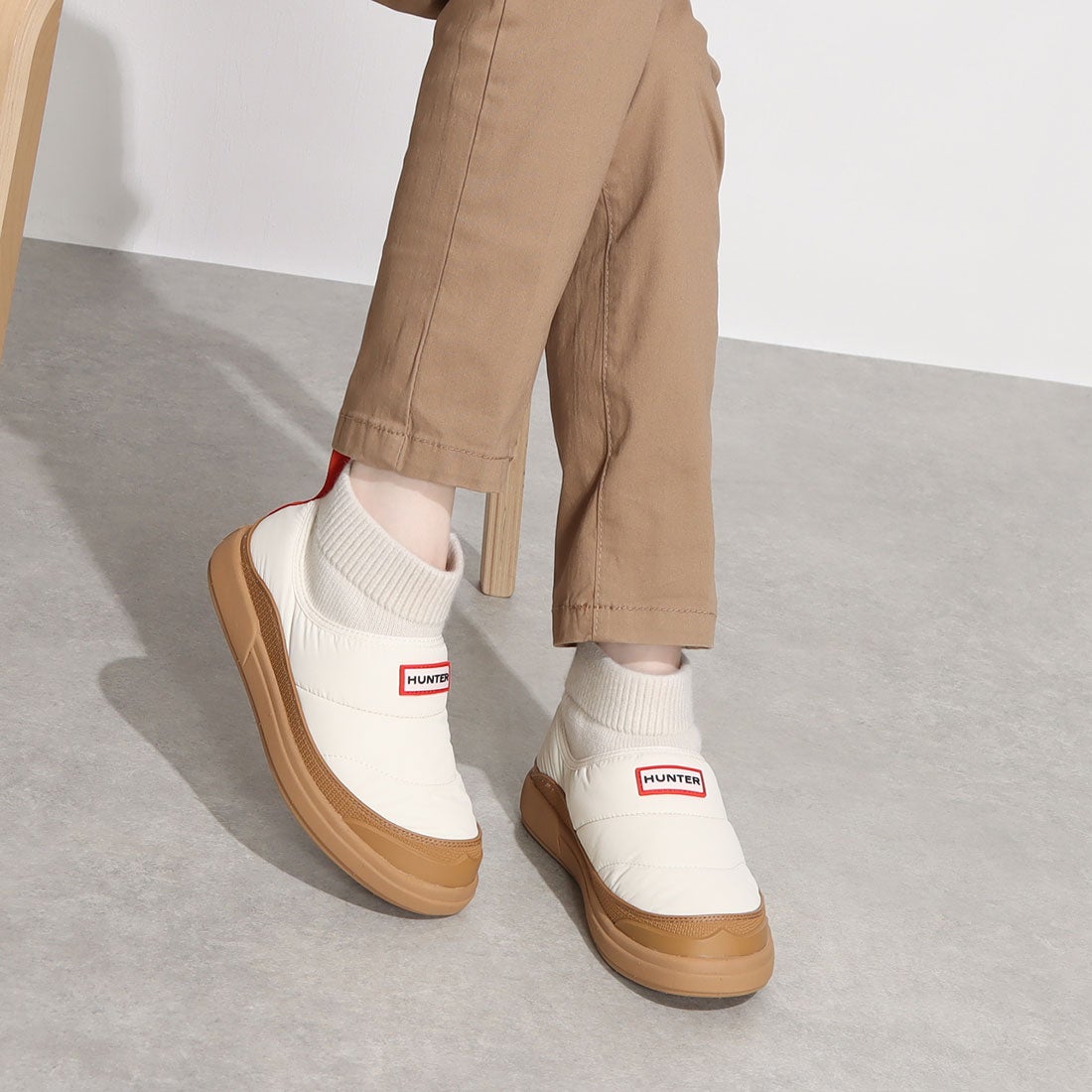 ハンター HUNTER レディース イン/アウト パッファーニットブーツ