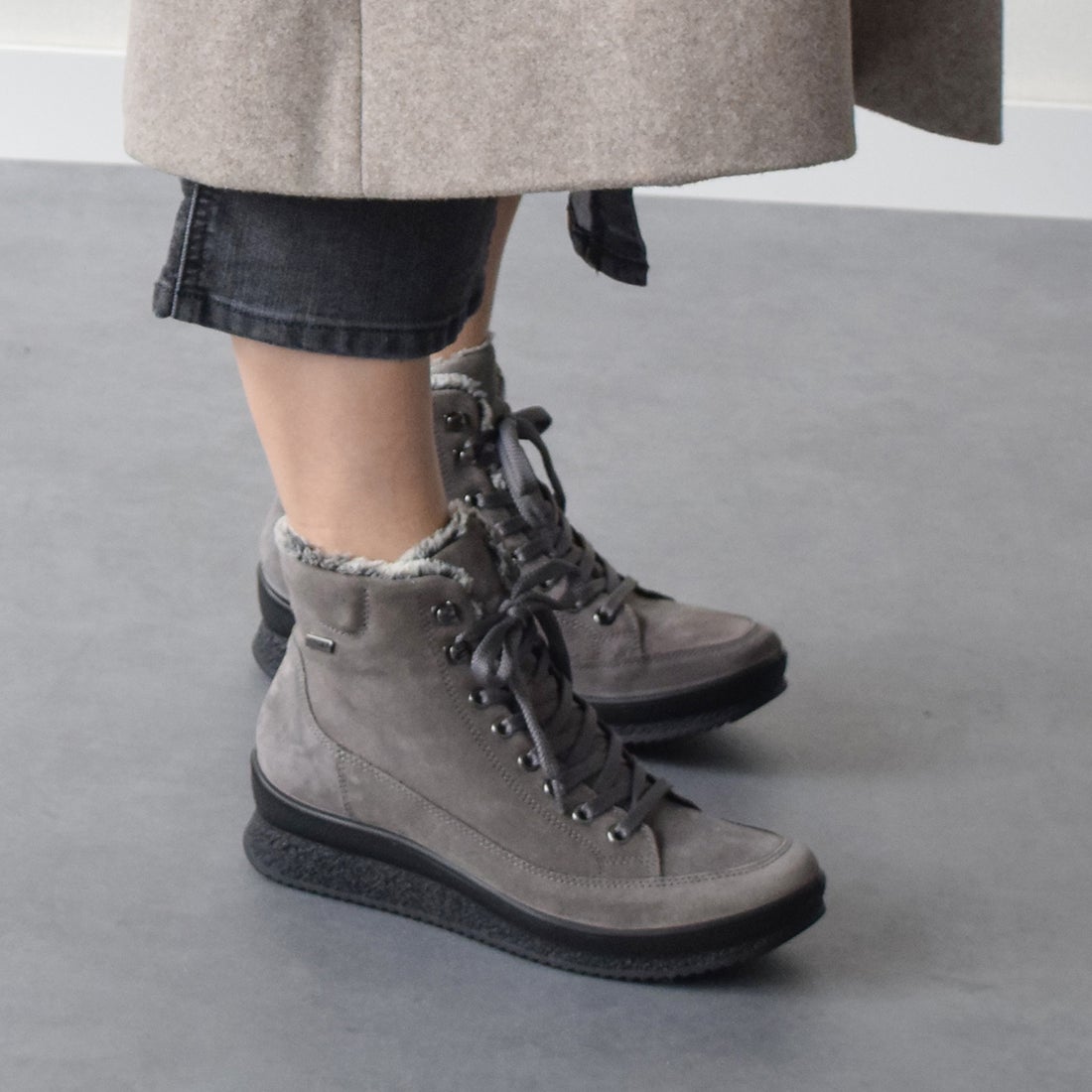 イマック IMAC ライニングムートンレースアップブーツ （グレー