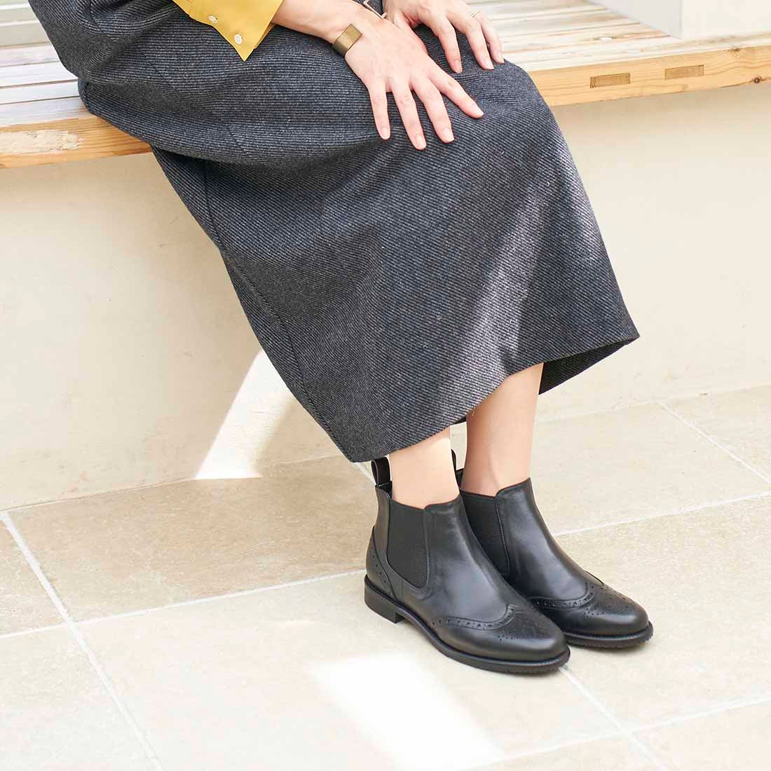 イング ing ウィングチップサイドゴアブーツ （ブラック） -Mode et