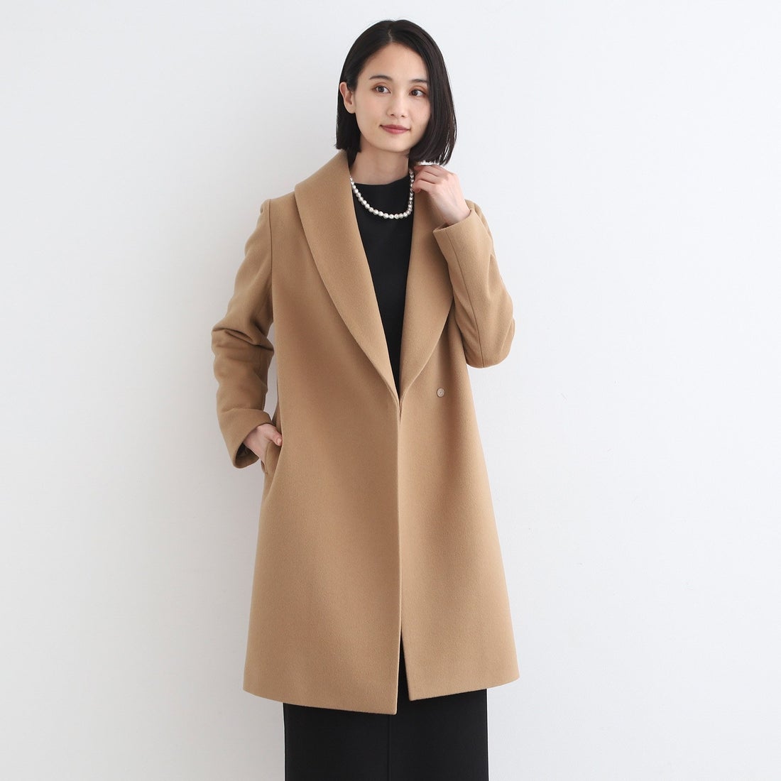 インディヴィ INDIVI 【WEB限定／ウール】ショールカラーロングコート