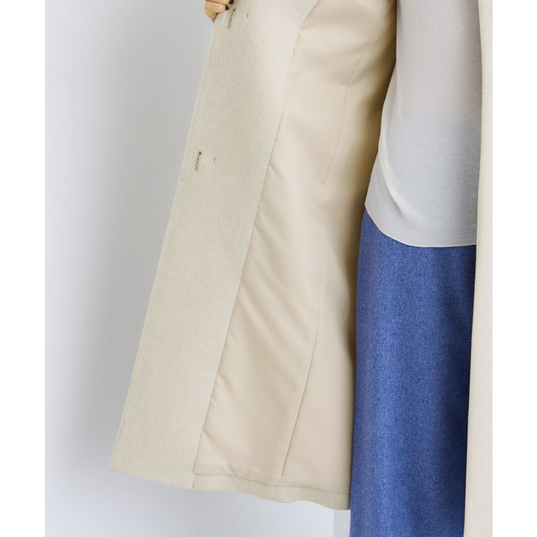 インディヴィ INDIVI 【名品コート／日本製】ウール100％スタンド