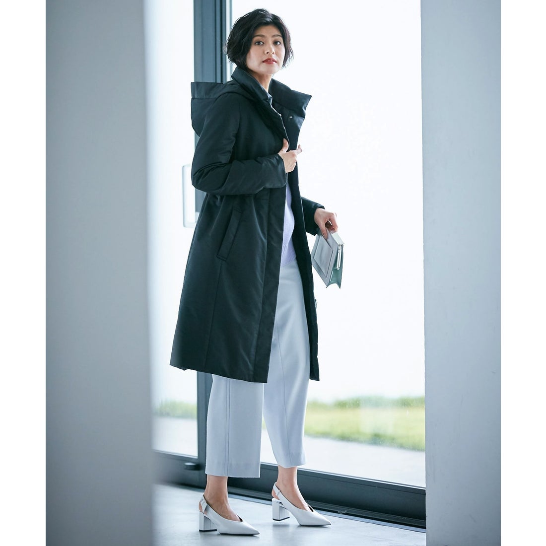 ICB 【中谷美紀 着用】シームレス スタンドカラー ダウンコート