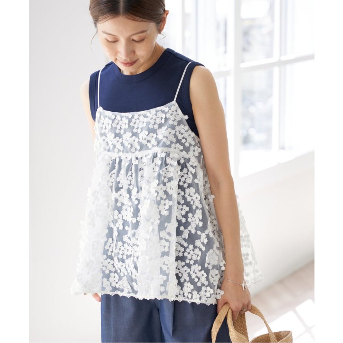 イエナ IENA 《追加予約》フラワーエンブロイダリー キャミソール