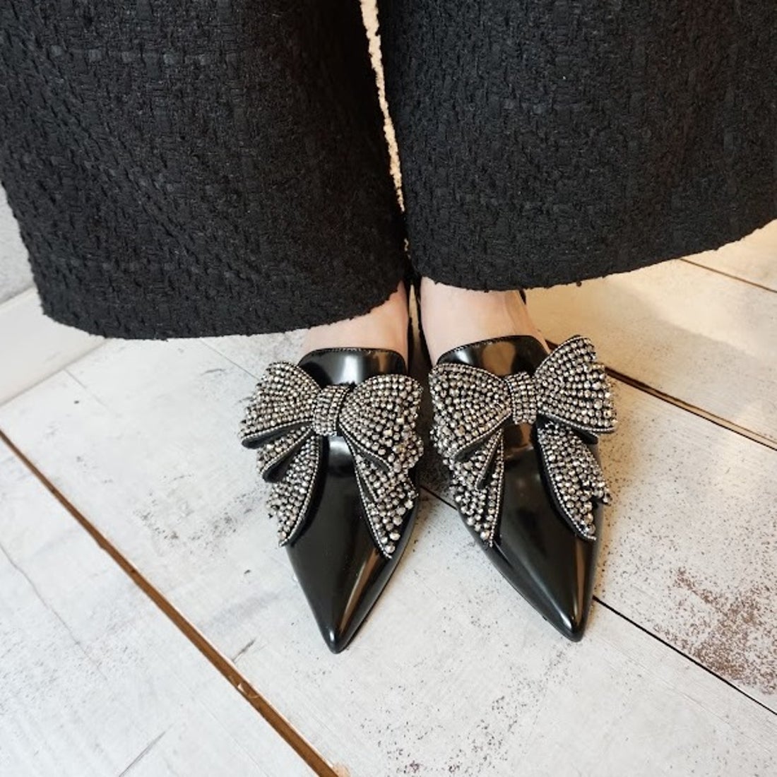 ジェフリーキャンベル Jeffrey Campbell ビッグリボン ラインストーン