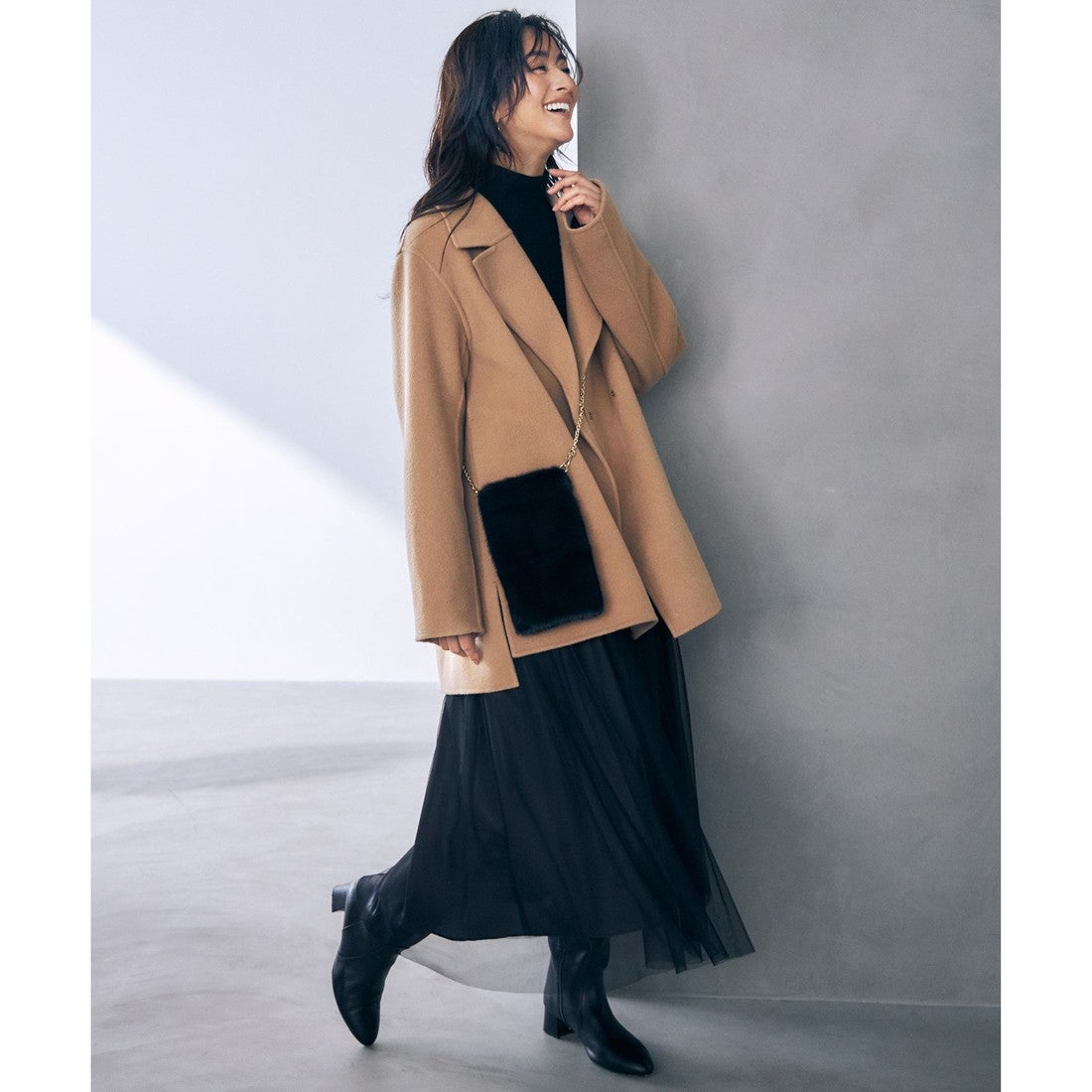 自由区 【富岡さん着用・カタログ掲載】ウールリバーショート コート