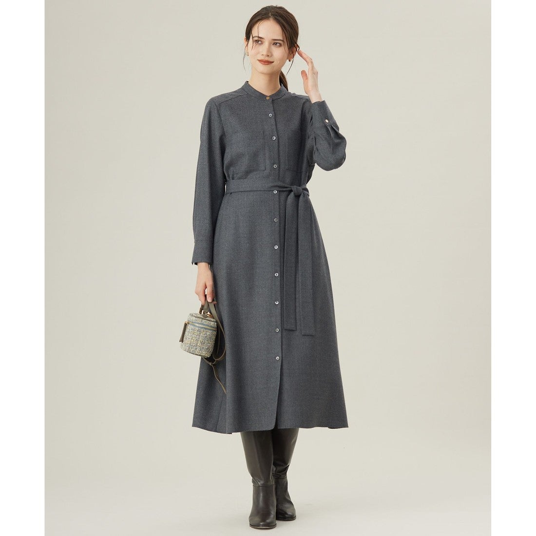 自由区 【カタログ掲載】ウールジョーゼットシャツ ワンピース （TOP