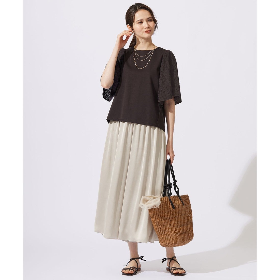 自由区 【セットアップ対応・ウエストゴム・洗える】セミブライト