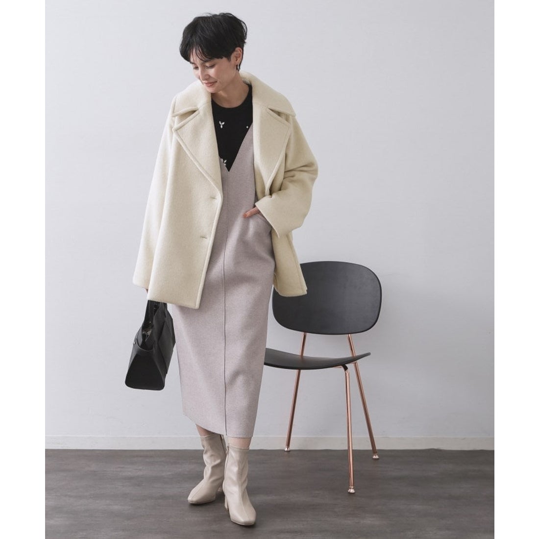 オペーク ドット クリップ OPAQUE.CLIP カシミヤブレンドウールミドル