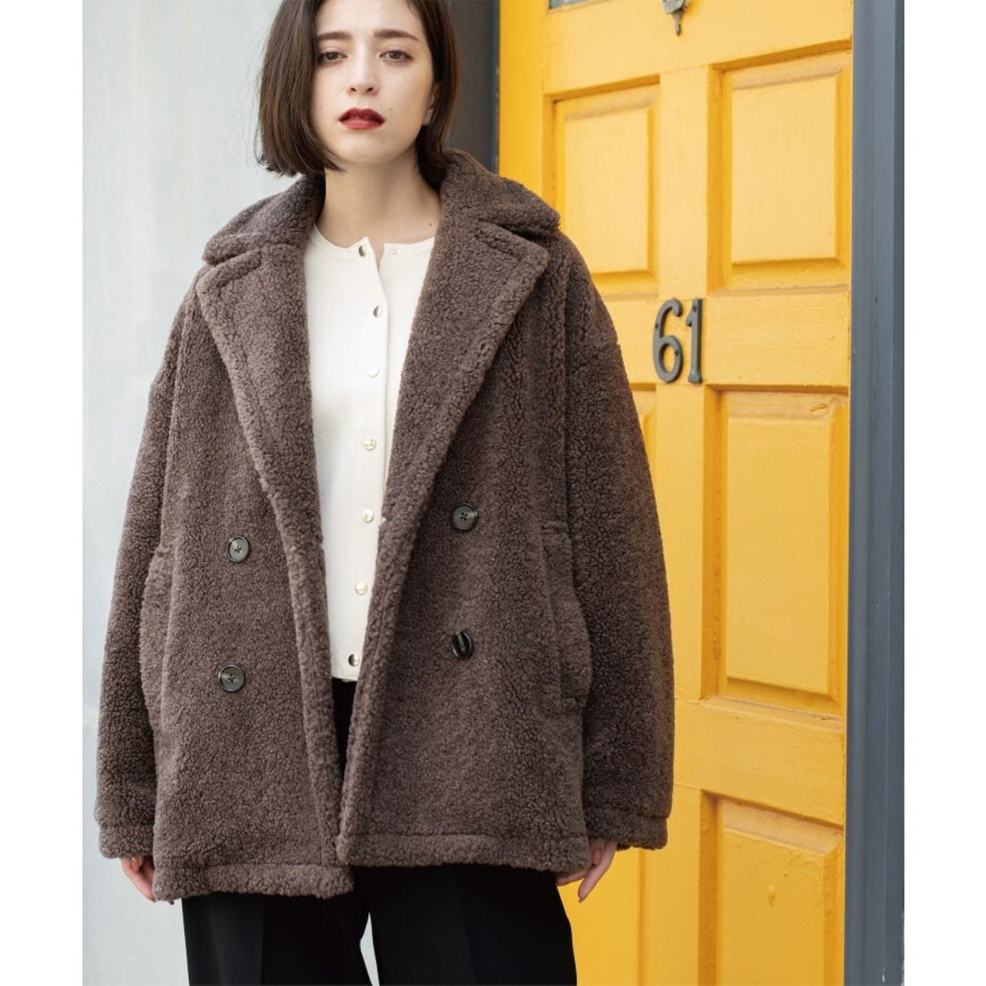 オペーク ドット クリップ OPAQUE.CLIP フェイクボア コクーンPコート