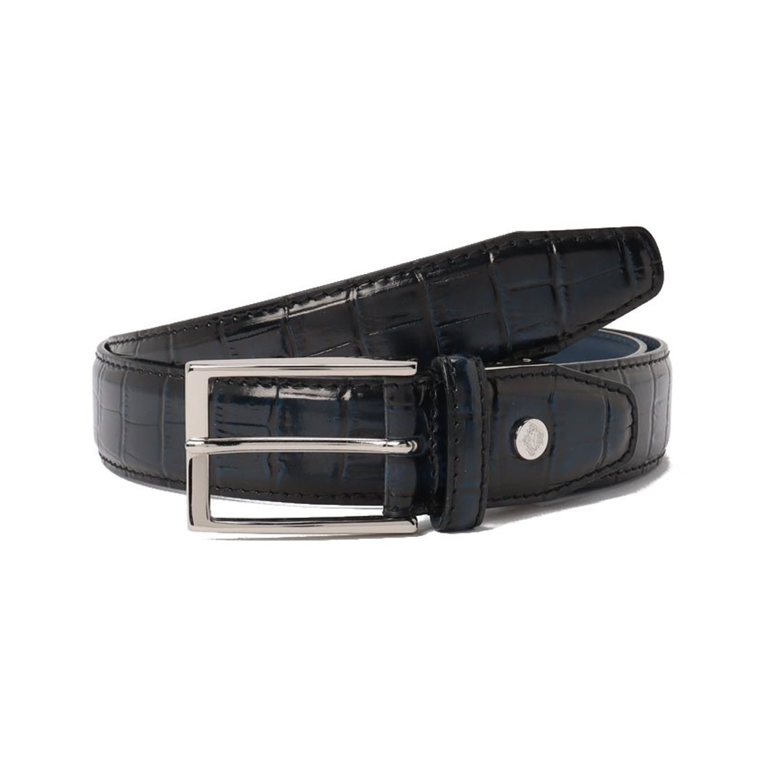 33mm幅 クロコ型押しベルト （NAVY） -オロビアンコ(Orobianco)公式