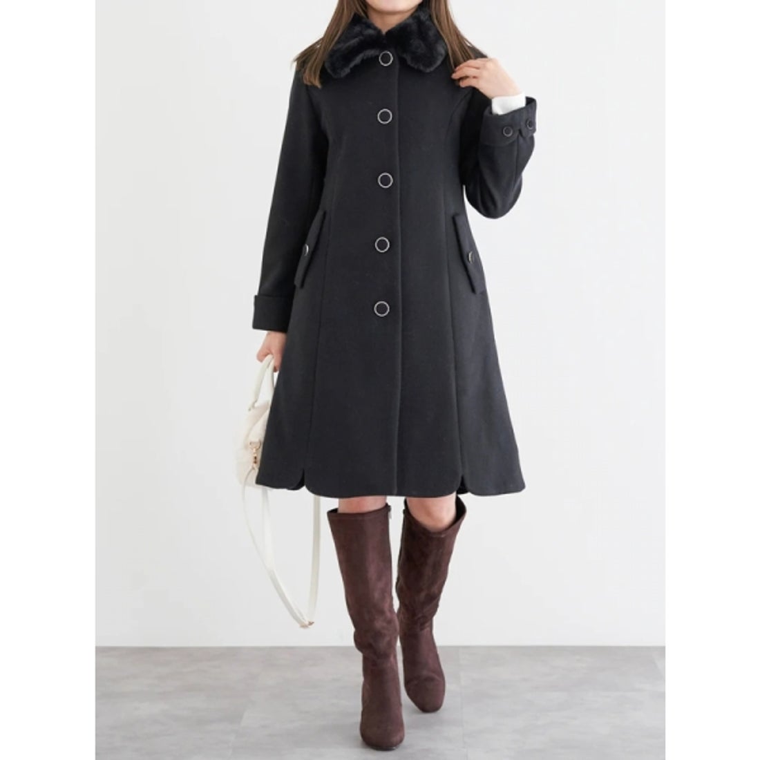 ルディックパーク Ludic Park フェイクウールファー襟付きロングコート