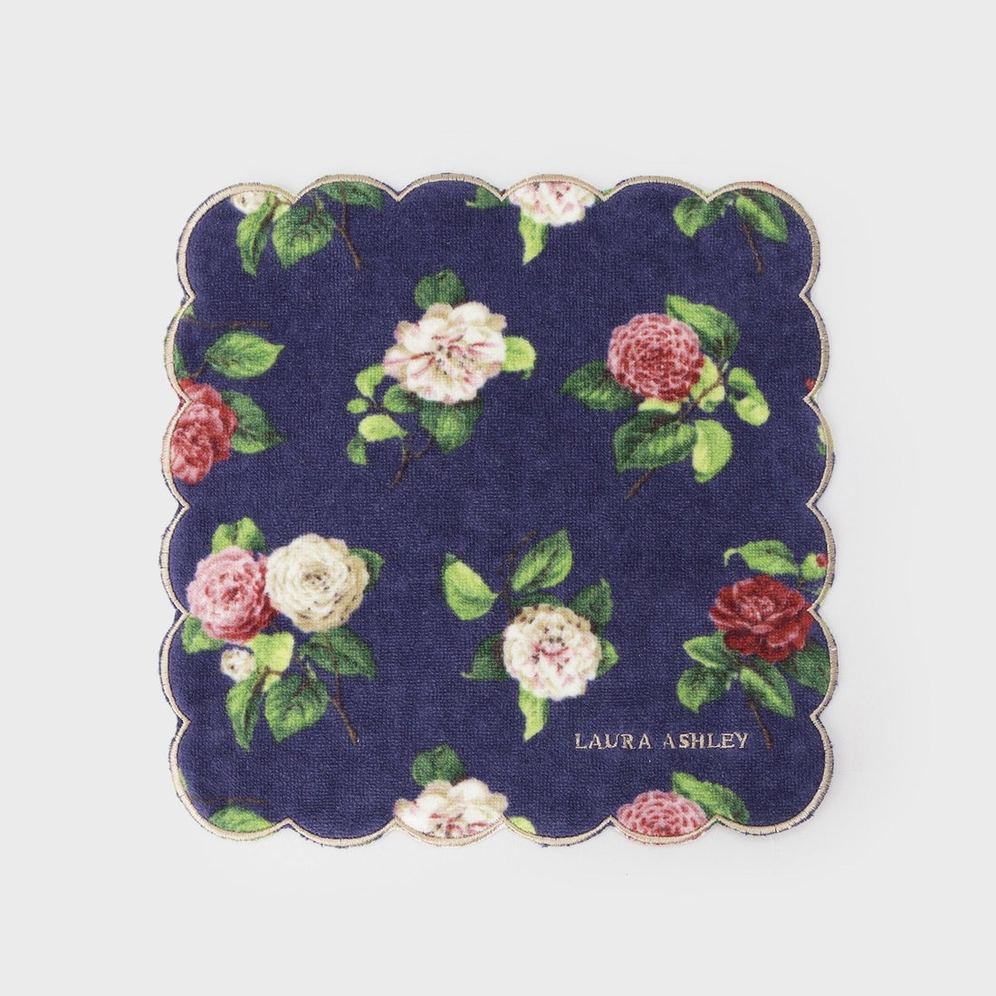 ローラ アシュレイ LAURA ASHLEY カミール柄 プリント スカラップ刺繍