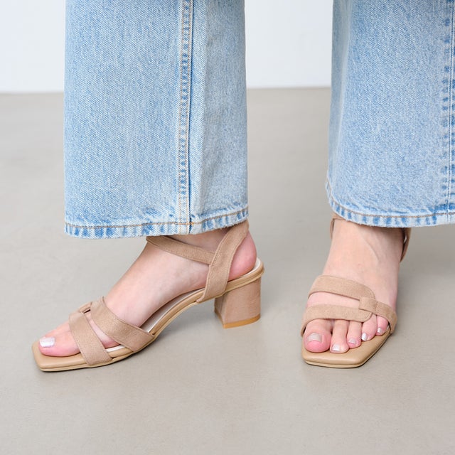 25SS】5cmヒールアシメトリックストラップサンダル(0602) （ベージュS
