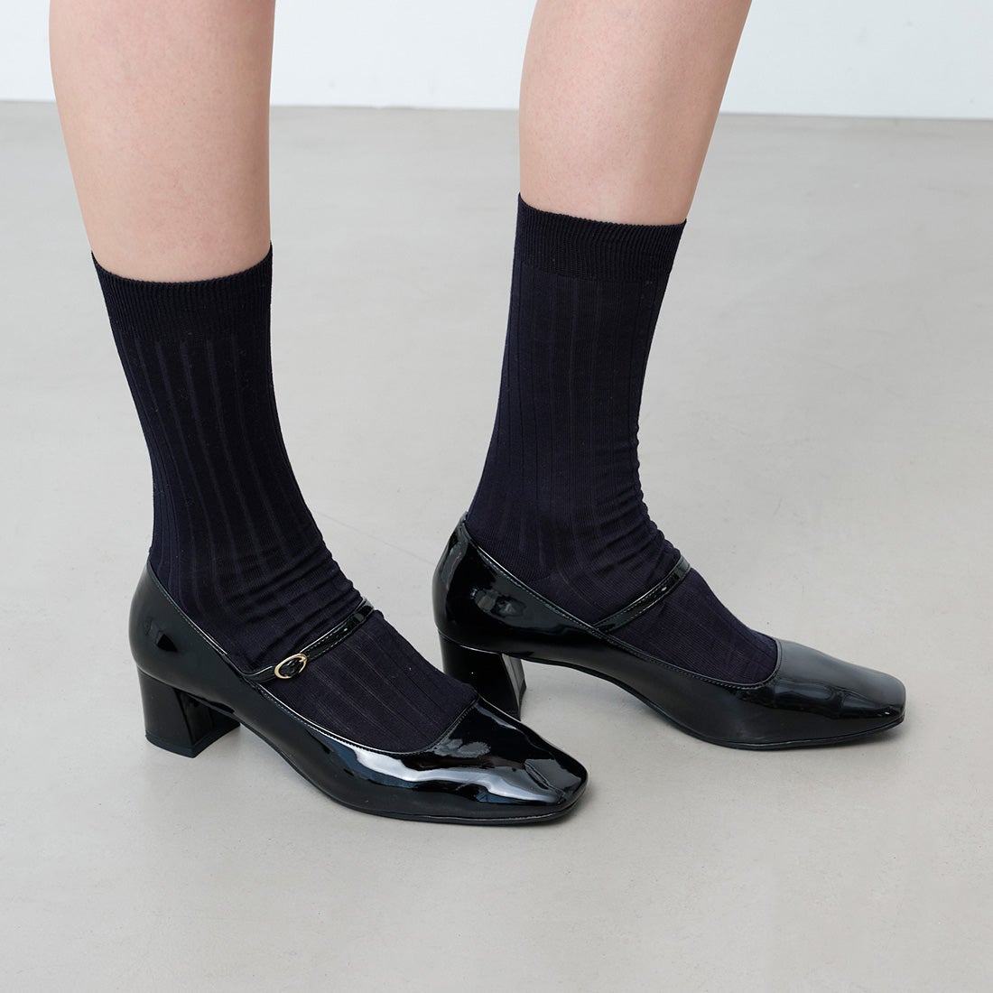 スクエアトゥメリージェーンパンプス(0533) （ブラックE） -レディース