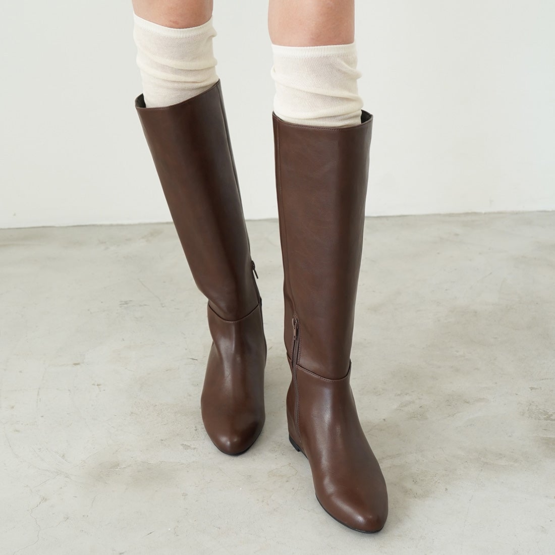 5.0cmインヒールロングブーツ(S149) （Dブラウン） -レディース