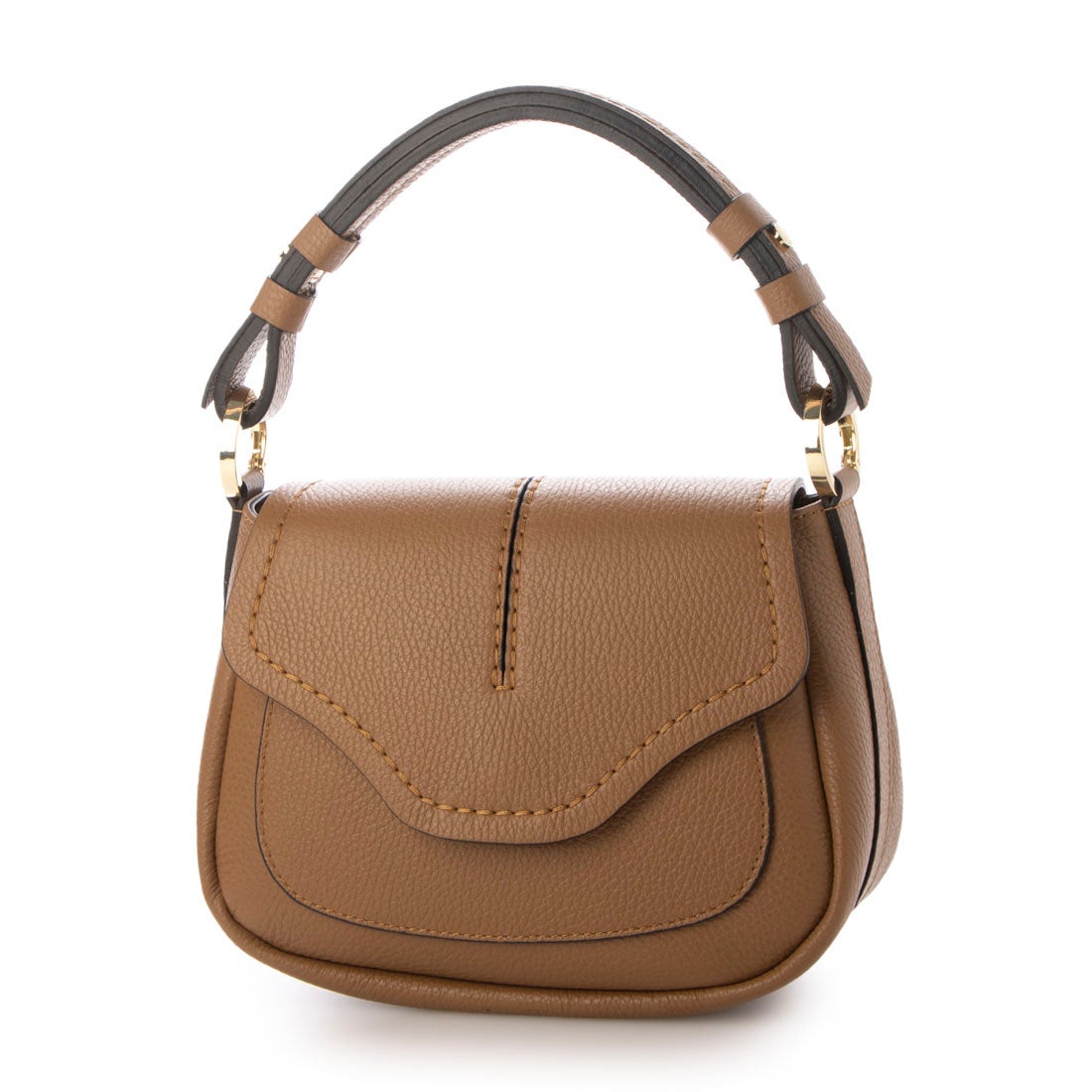 ロリステッラ LORISTELLA シュリンクレザーフラップバッグ （キャメル