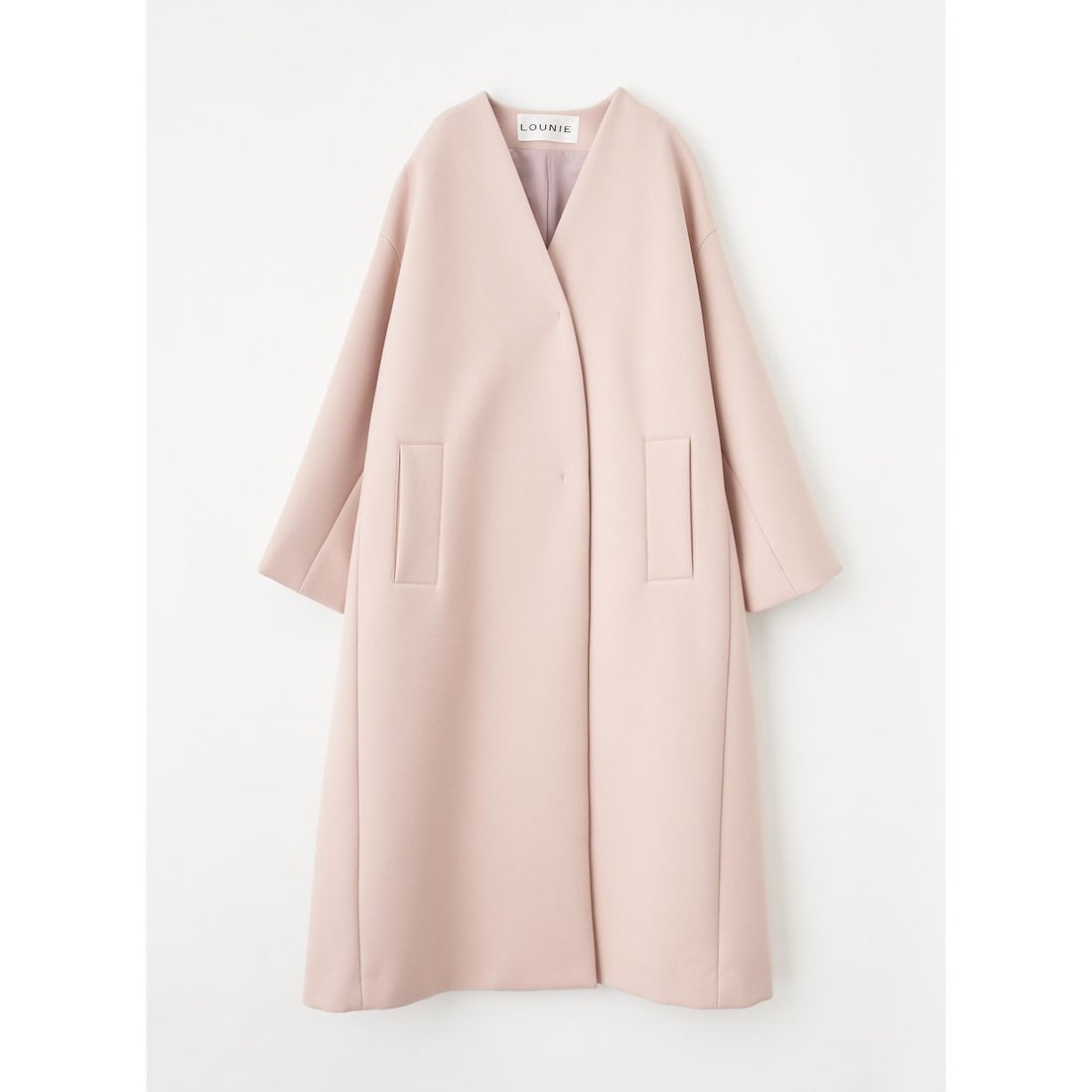 ルーニィ LOUNIE ノーカラーロングコート （ピンク） - ファッション