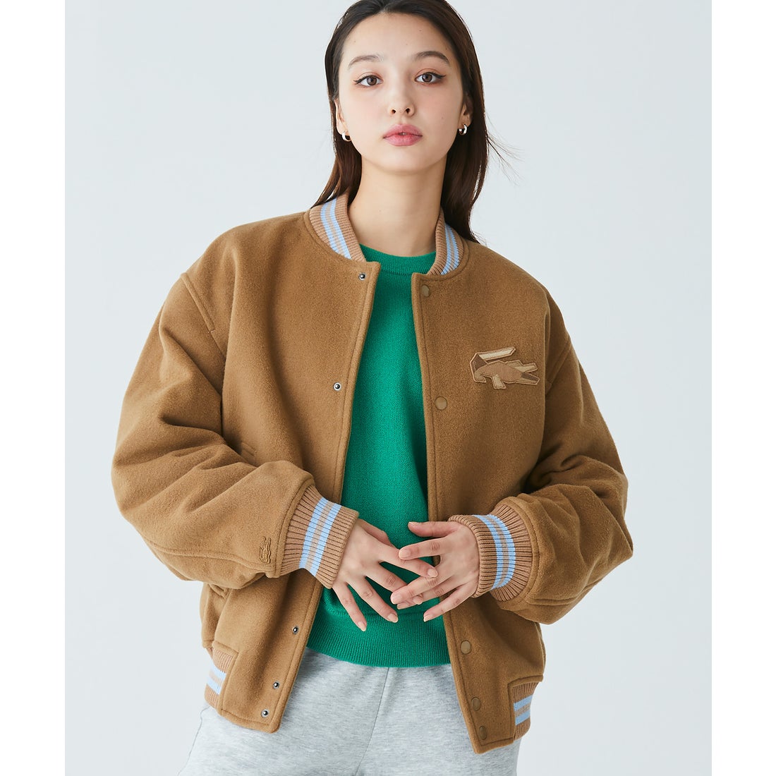 ラコステ LACOSTE ウールバーシティジャケット（ブラウン