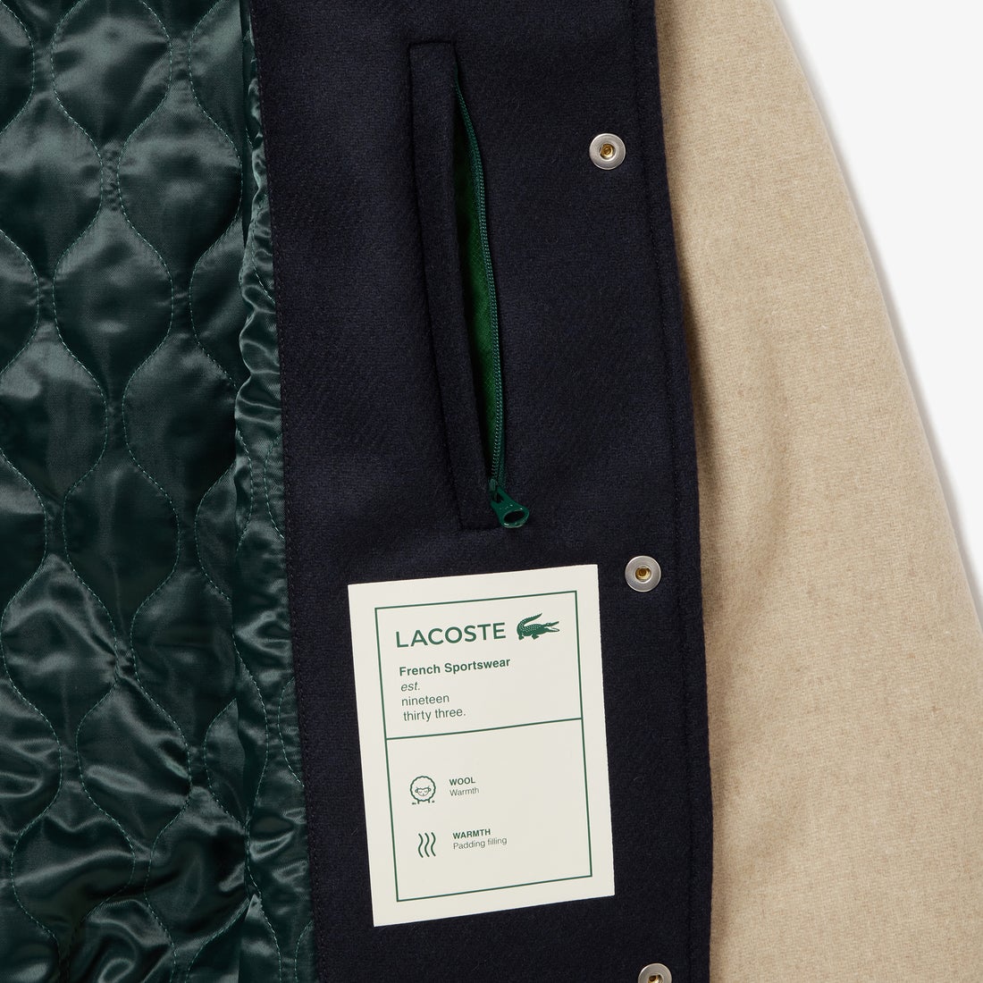 ラコステ LACOSTE ウールブレンドスタジアムジャケット （グレー