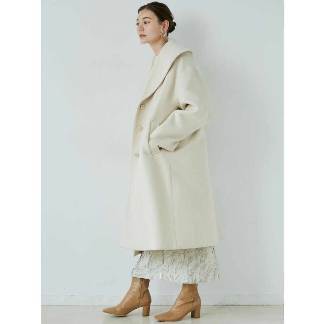 LAGUNAMOON ショールカラーロングコート（モカ） -靴＆ファッション