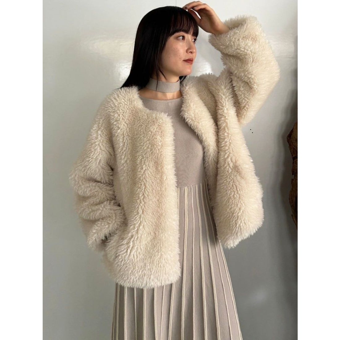 ラグナムーン LAGUNAMOON 【WEB限定】カールフェイクファーコート