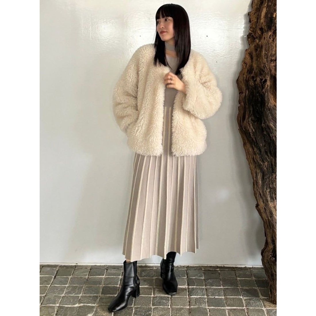 ラグナムーン LAGUNAMOON 【WEB限定】カールフェイクファーコート