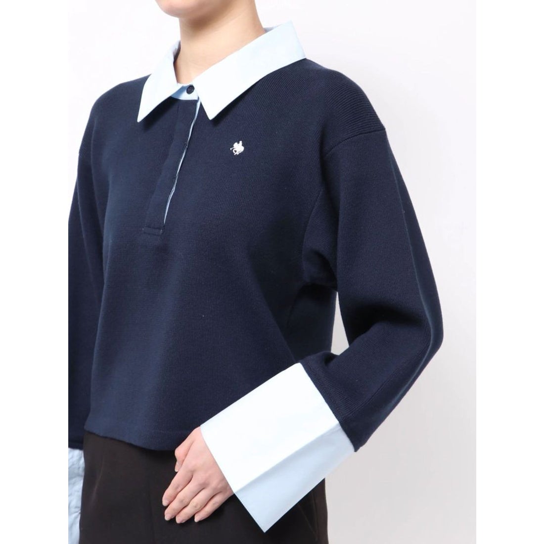 ラグナムーン LAGUNAMOON 【POLO BCSコラボ】シャツカラーカフスニット