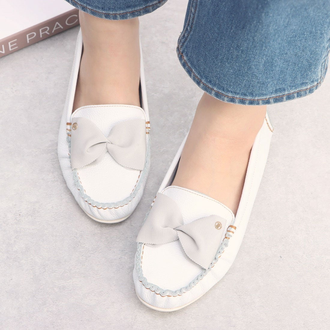 ランバン オン ブルー LANVIN en Bleu リボンモチーフソフトモカシン