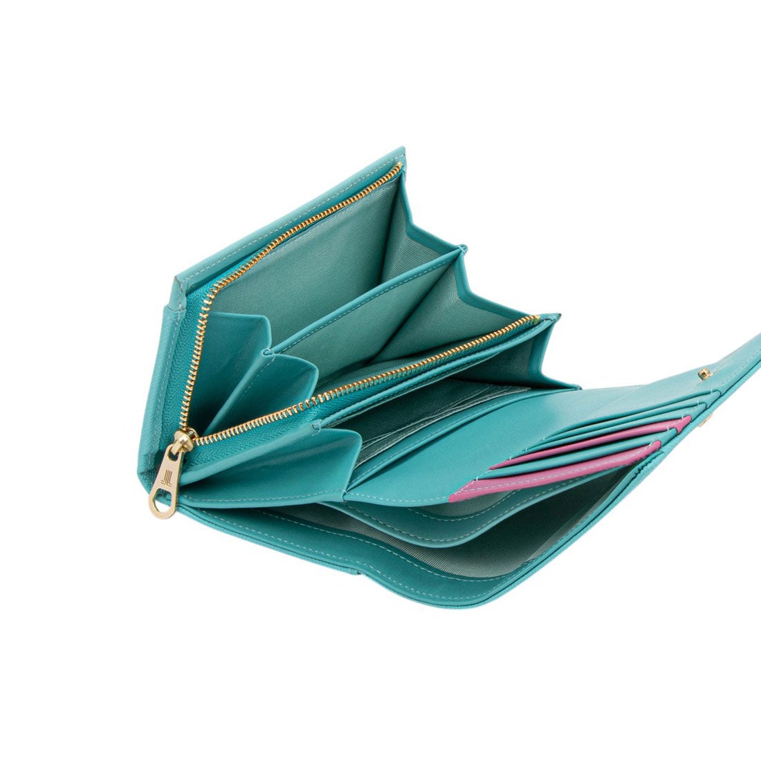 LANVIN en Bleu リュクサンブールカラー 二つ折り被せ財布 エメラルド