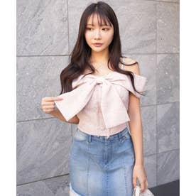 リップサービス LIP SERVICE ツイードリボンオフショルトップス