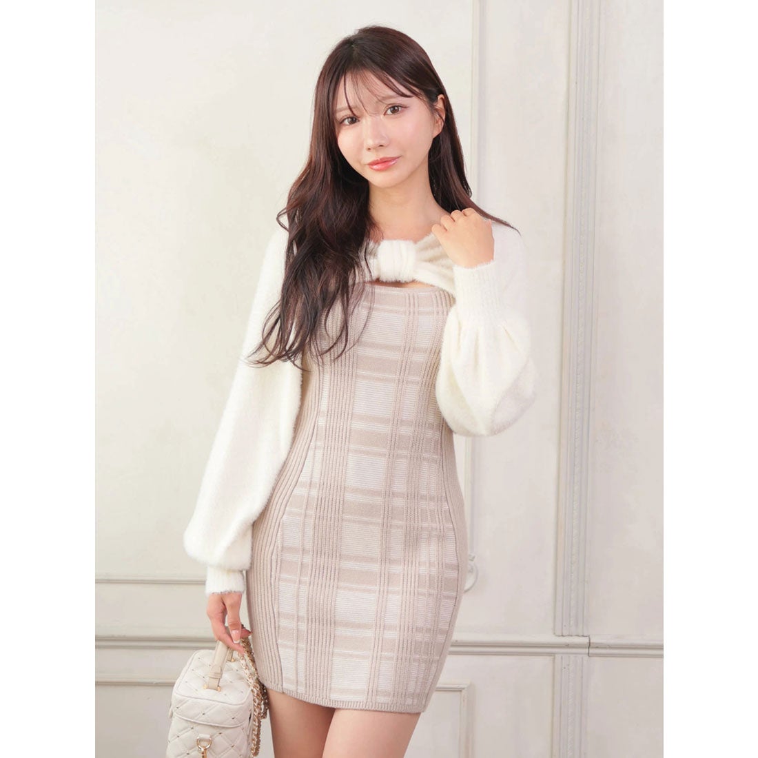 リップサービス LIP SERVICE リボンフェザーアンサンブルニット