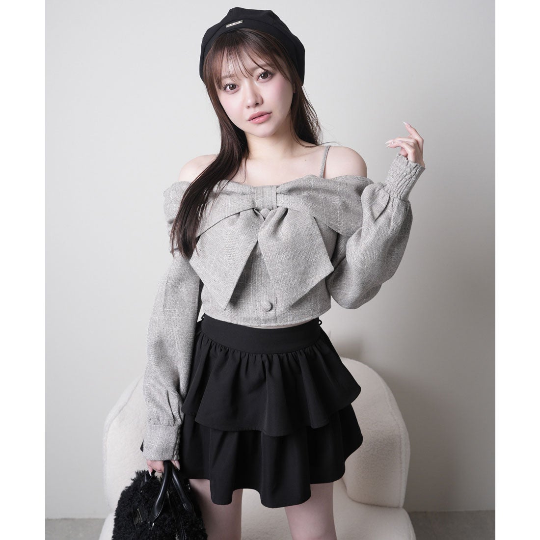 リップサービス LIP SERVICE リボンオフショルロングスリーブトップス