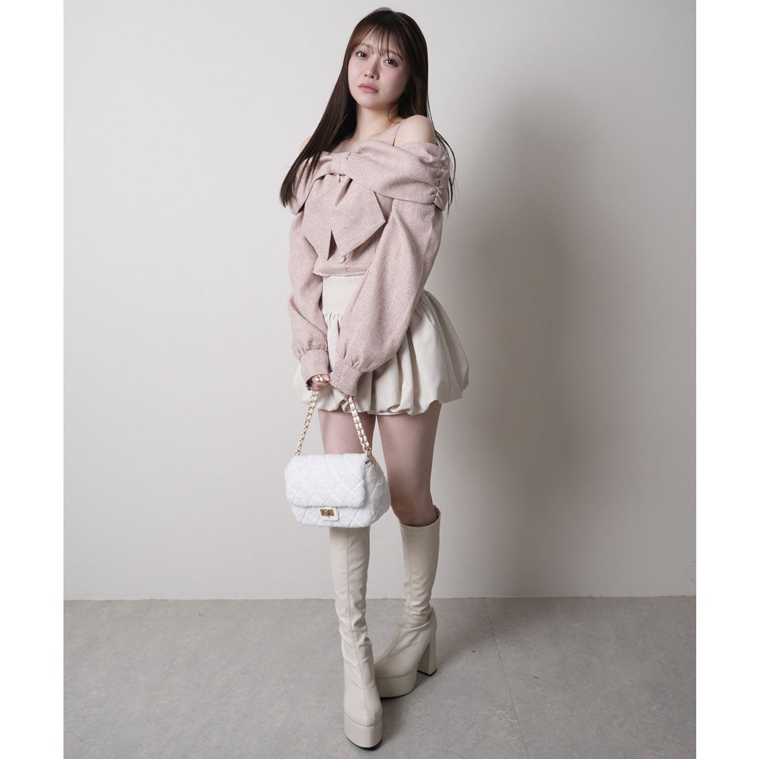 リップサービス LIP SERVICE リボンオフショルロングスリーブトップス