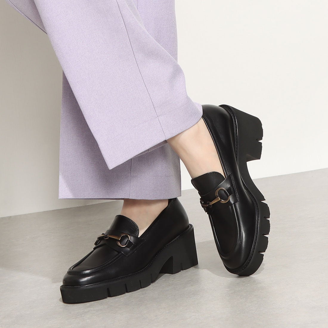 ルカ グロッシ Luca Grossi レザーヒールローファー （ブラック