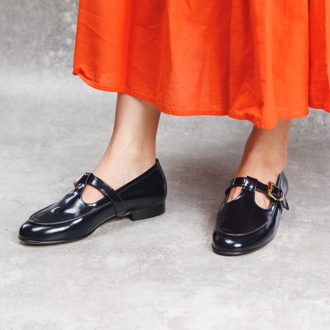 ルカ グロッシ Luca Grossi ストラップローファー （ネイビー） -靴