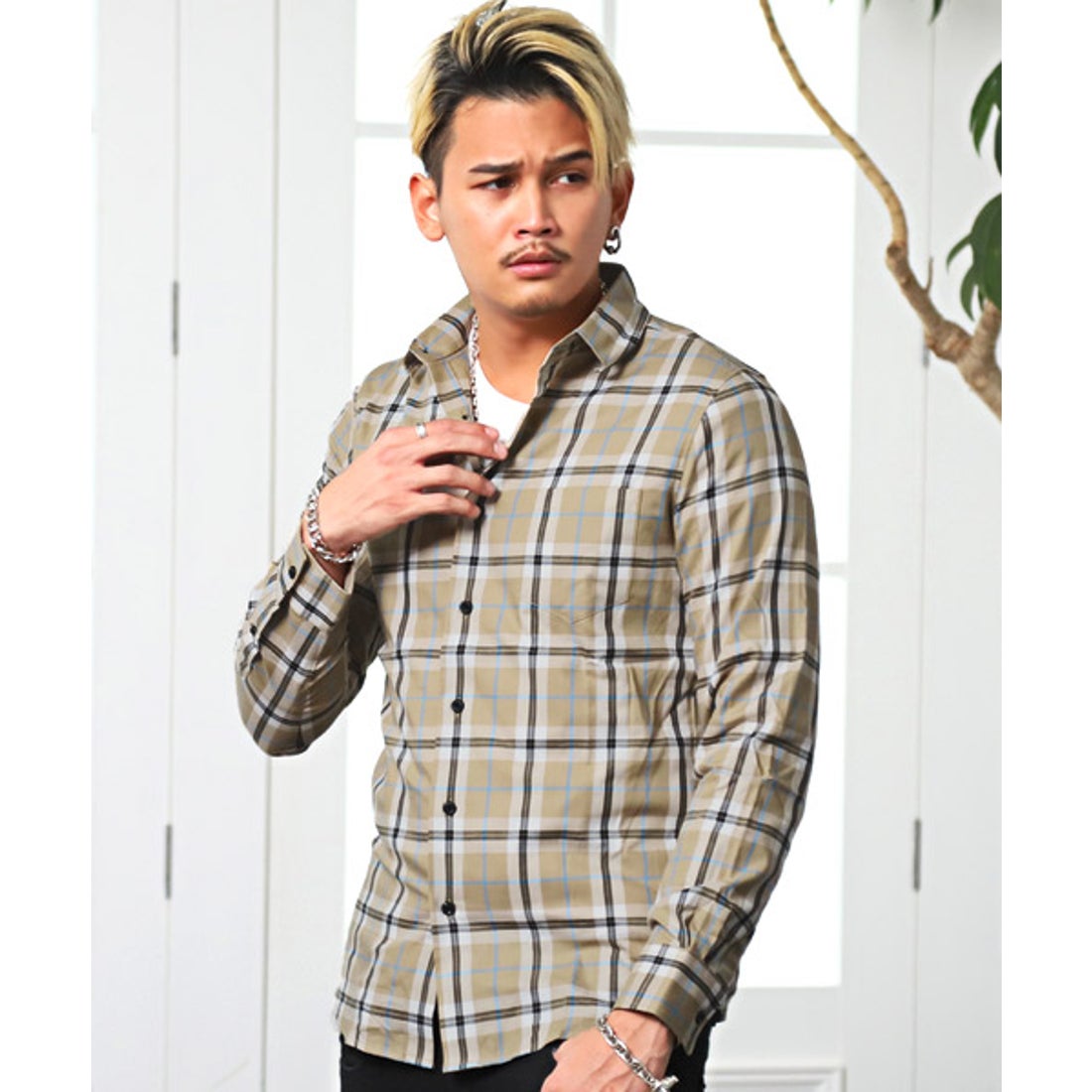 ラグスタイル LUXSTYLE チェックシャツ/長袖シャツ メンズ チェック