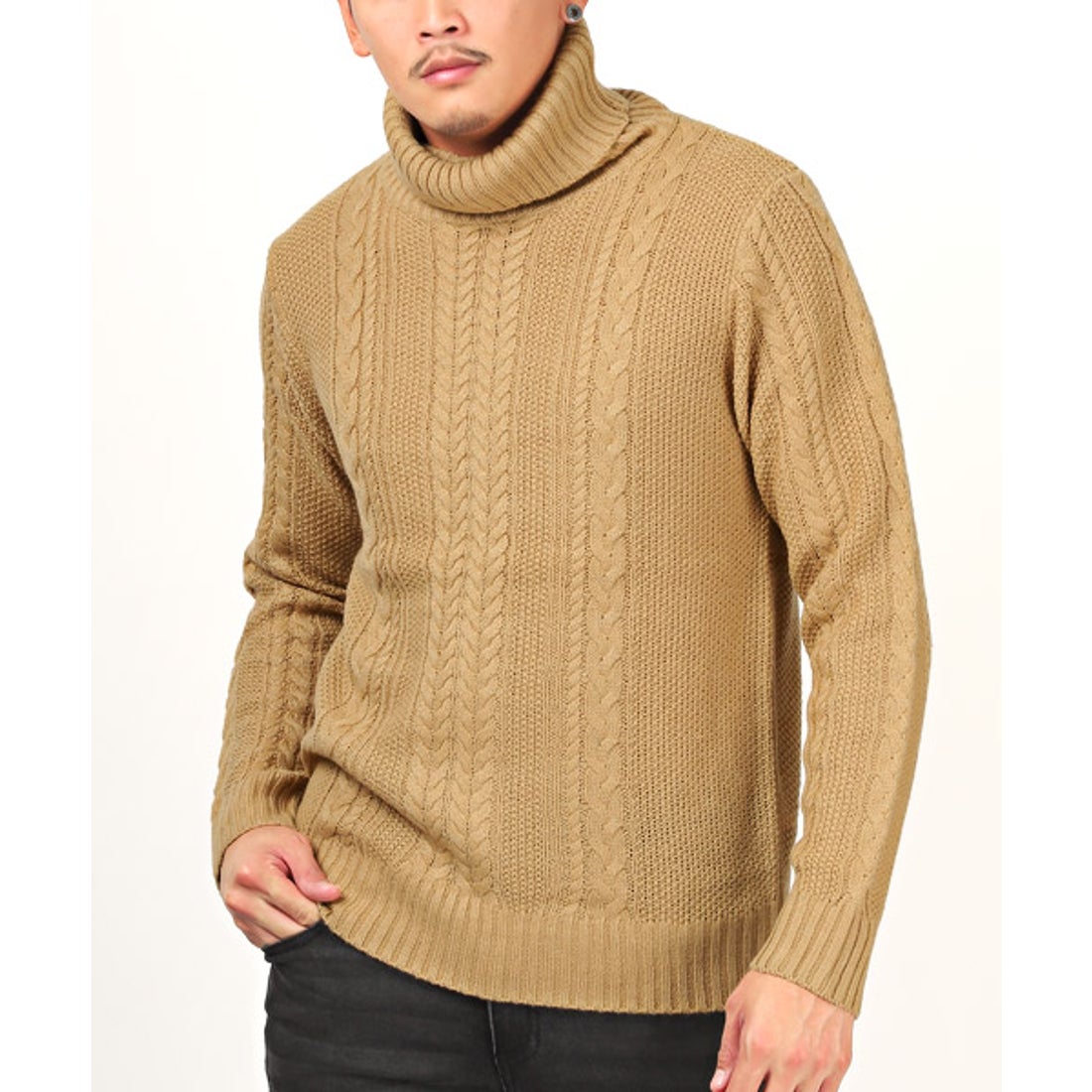 ラグスタイル LUXSTYLE 5GGケーブルタートルネックニット/ニット