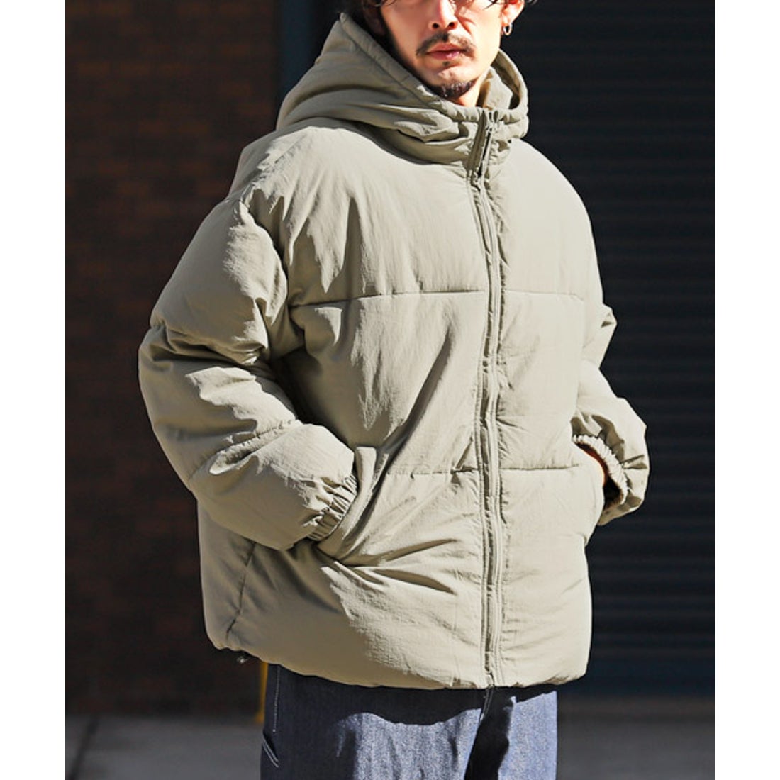 ラグスタイル LUXSTYLE フード付き中綿ナイロンジャケット/中綿