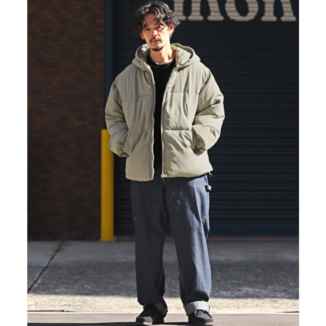 ラグスタイル LUXSTYLE フード付き中綿ナイロンジャケット/中綿