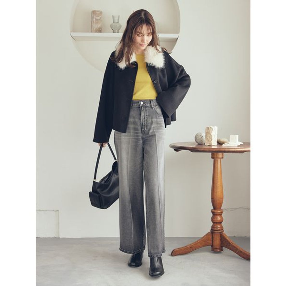 ミラ オーウェン Mila Owen 2wayファーカラーリバーショートコート