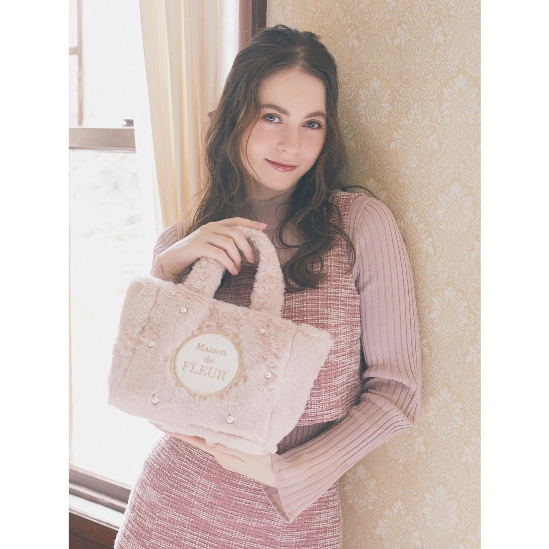 メゾン ド フルール Maison de FLEUR ファー2Wayトートバッグ