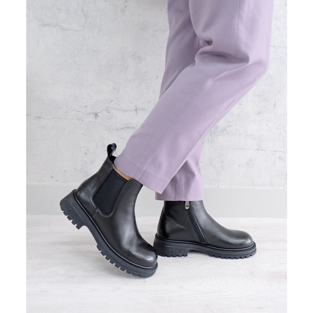 本革】 3E サイドゴアブーツ 55084 （ブラック） -モードカオリ MODE